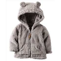 Hooded Sherpa Zip-Front Jacket