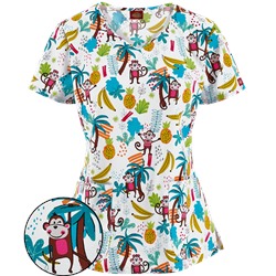 Dickies EDS Scrubs Let's Monkey Around Print Top