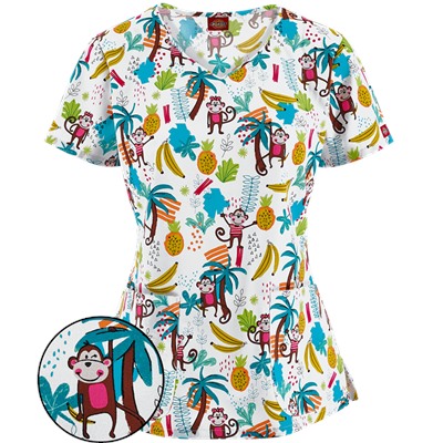Dickies EDS Scrubs Let's Monkey Around Print Top