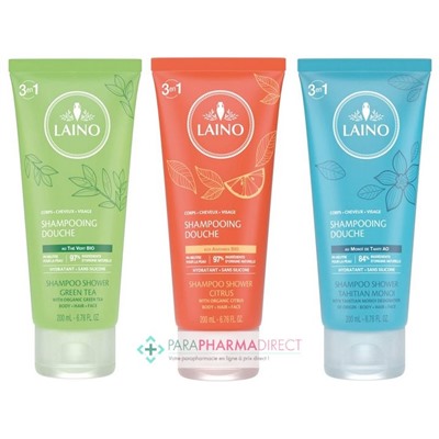Laino Shampooing Douche Thé Vert + Agrumes + Monoï 3x200mlLot  × 3
