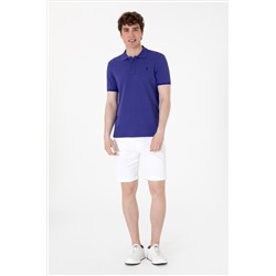Erkek Slim Fit Polo Yaka Mavi Basic Tişört
