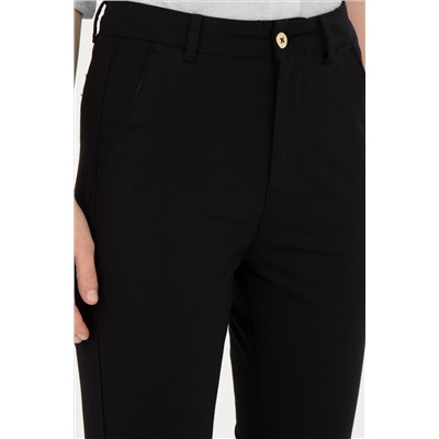 Kadın Siyah Toothpick Fit Kanvas Pantolon