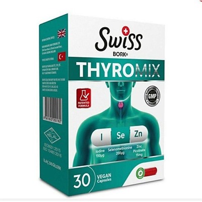 Комплекс с йодом, селеном и цинком Swiss THYROMIX 30 капсул