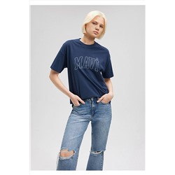 MaviLogo Baskılı Lacivert Tişört Regular Fit / Normal Kesim 1611193-70488