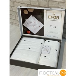 T1003/SM-9 Набор полотенец EFOR из 2-х предметов (50*90; 70*140) сердце белый (серый) GRI