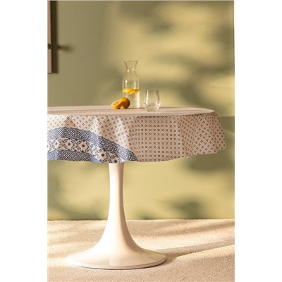Agnes Pvc Masa Örtüsü - Beyaz/Mavi - 140 cm
