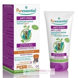 Puressentiel Anti-Poux Shampooing Masque Traitant 2en1 150 ml + Peigne Inclus