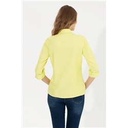 Kadın Neon Sarı Uzun Kollu Basic Gömlek