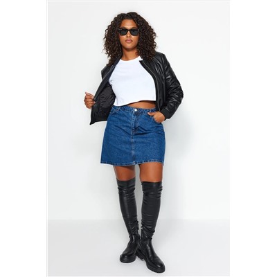 Mavi Yüksek Bel A Shape Denim Etek TBBAW23AZ00042