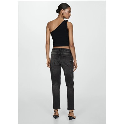 Jeans girlfriend tiro bajo rotos