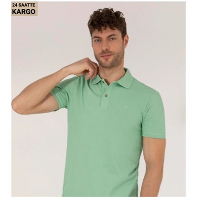 Açık Yeşil Regular Fit Polo Yaka Basic Tişört