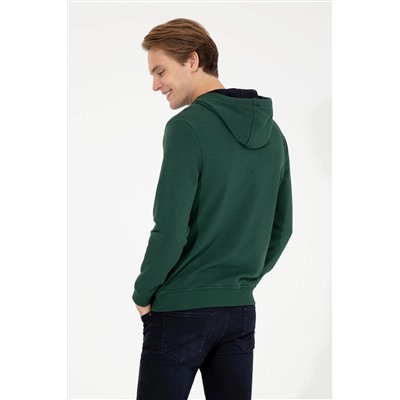Erkek Yeşil Kapüşonlu Sweatshirt