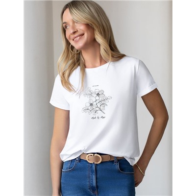 Свободная футболка с принтом из премиального хлопка с эастаном