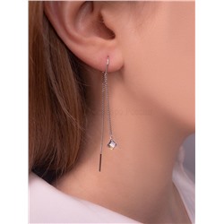 Серьги-продёвки из серебра с кристаллами Swarovski зелёный мистик родированные 925 пробы 0060с-001VM