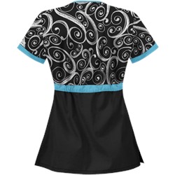 UA Windy White Mock Wrap Print Scrub Top