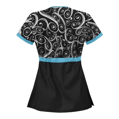 UA Windy White Mock Wrap Print Scrub Top