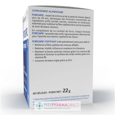 ArkoPharma Forcapil Fortifiant - Force, Vitalité & Brillance - Cheveux & Ongles Affaiblis - 60 gélules