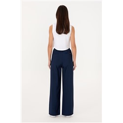 Kadın Lacivert Loose Relax Fit Kanvas Pantolon