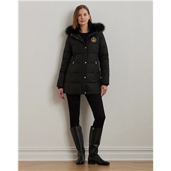 Crest-Patch Hooded Down Coat