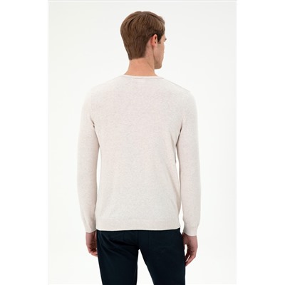 Erkek Slim Fit Bisiklet Yaka Taş Melanj Basic Kazak