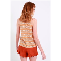 Top de croché Blanco y naranja