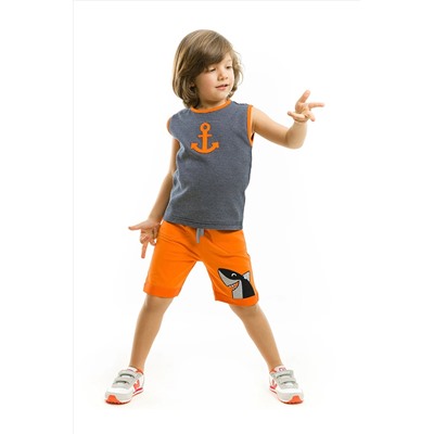 Denokids Turuncu Çapa Şort Takım CFF-20Y1-333