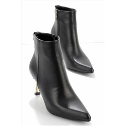 Bambi Siyah Kırışık Kadın Bot & Bootie K02209013042