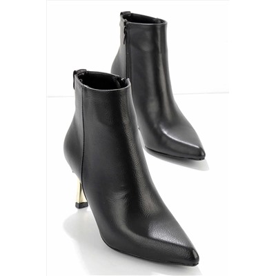 Bambi Siyah Kırışık Kadın Bot & Bootie K02209013042