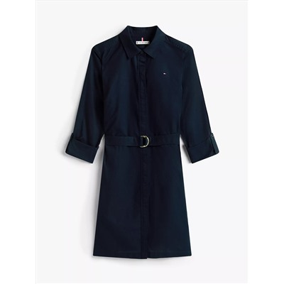 Long-Sleeve Belted Oxford Shirtdress
