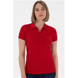 Kadın Kırmızı Basic Polo Yaka Tişört
