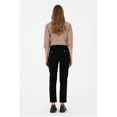 Kadın Siyah Carrot Hight Waist Fit Kanvas Pantolon
