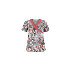 UA Bali Garden White Print Scrub Top
