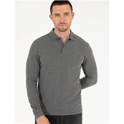 Antrasit Melanj Slim Fit Basic Sweatshirt