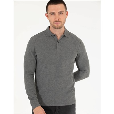 Antrasit Melanj Slim Fit Basic Sweatshirt