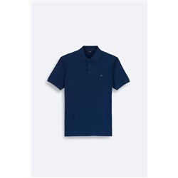 Avva, Erkek Lacivert Polo Yaka Jakarlı Pamuklu T-shirt A41y1040