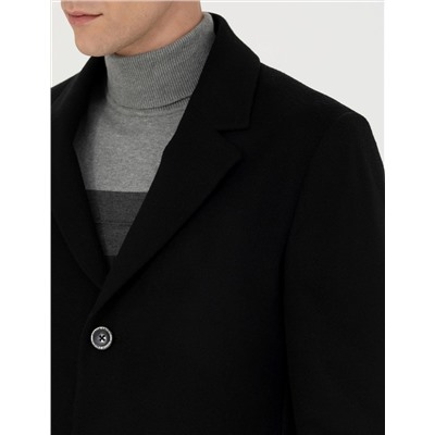 Siyah Ex. Slim Fit Kaşe Kaban