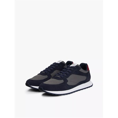 Mixed-Texture Suede Sneaker