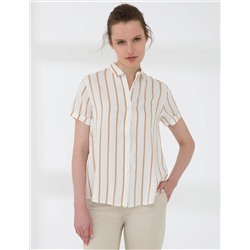 Ekru Comfort Fit Kısa Kollu Gömlek