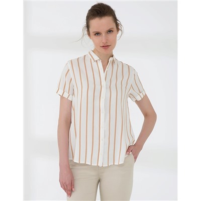 Ekru Comfort Fit Kısa Kollu Gömlek
