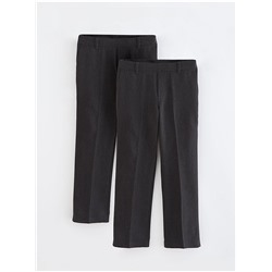 Easy On Boys Grey Half Elastic School Trouser 2 Pack
