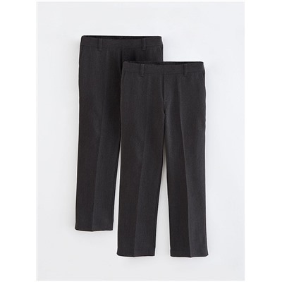 Easy On Boys Grey Half Elastic School Trouser 2 Pack