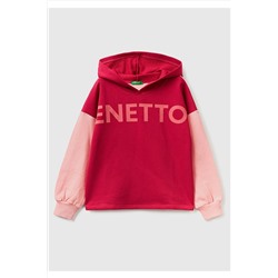 United Colors of Benetton Kız Çocuk YESIL Logo Baskılı Renk Bloklu Sweatshirt Fuşya 223A3J68C202L