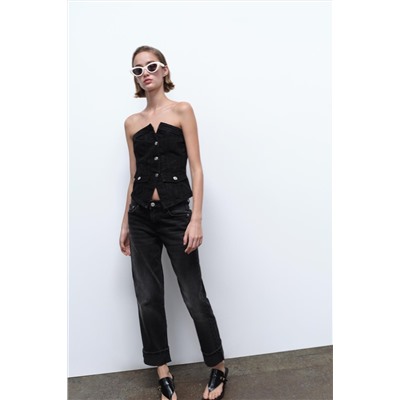 TRF SLIM-FIT FOLDED-FIT LOW-RISE JEANS