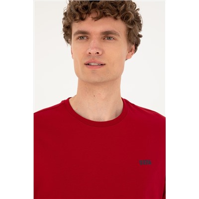 Erkek Regular Fit Bisiklet Yaka Bordo Tişört