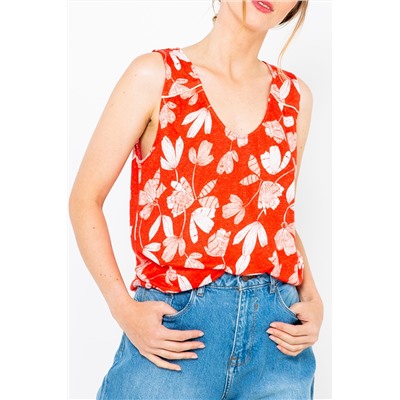 Camiseta de tirantes de lino Rojo