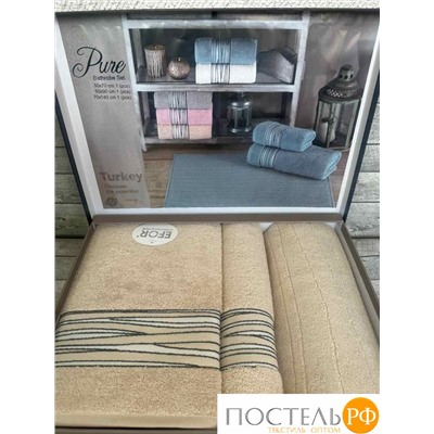 T1035/SM-03 Набор полотенец EFOR из 3-х предметов (50*70;50*90;70*140) PURE бежевый (bej)