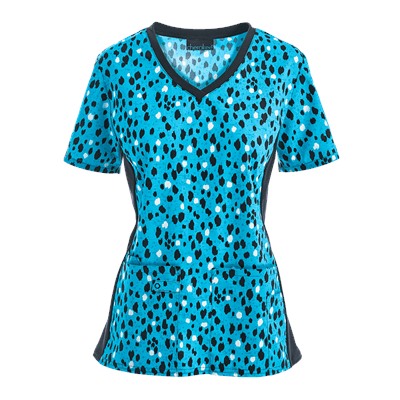 Cherokee Flexibles Scrubs Purrfect Love Print Top