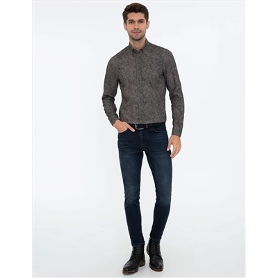 Haki Slim Fit Uzun Kollu Gömlek