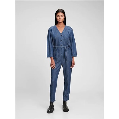 Tencel Modal Denim V-Neck Jumpsuit