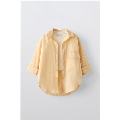 STRIPED SHIRT WITH RIBBED TOP